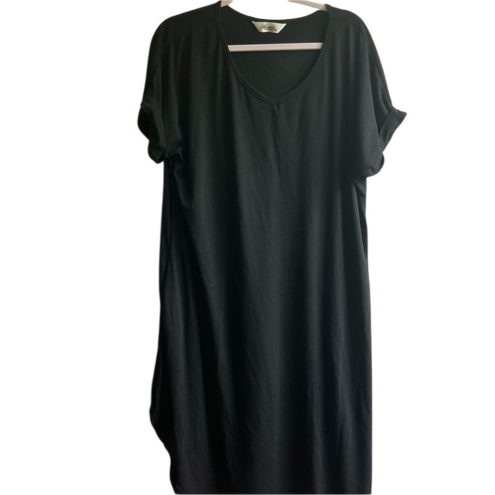 Aoiier T-Shirt Dress Size XL Shirred Cotton V-Neck Packable Minimalist Resort